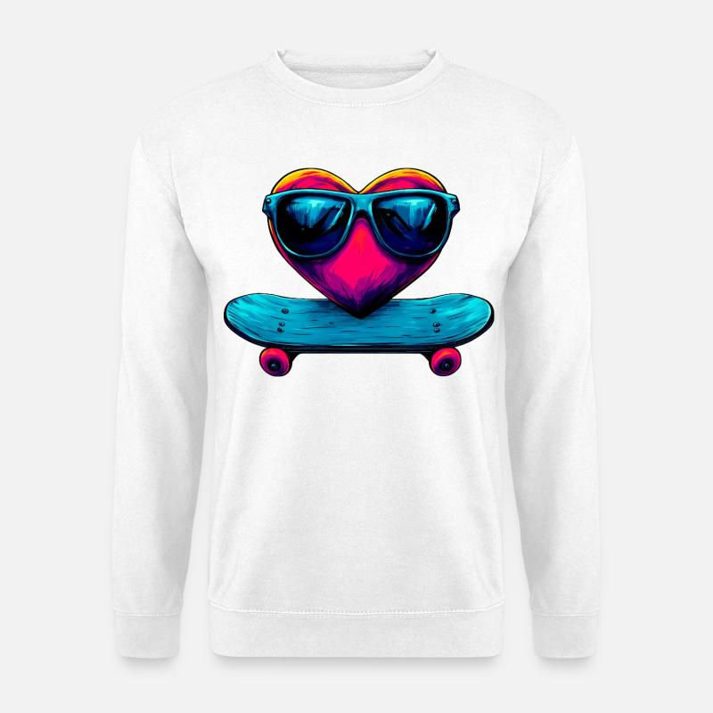 Skateboarder Herz - Unisex Pullover - Weiß