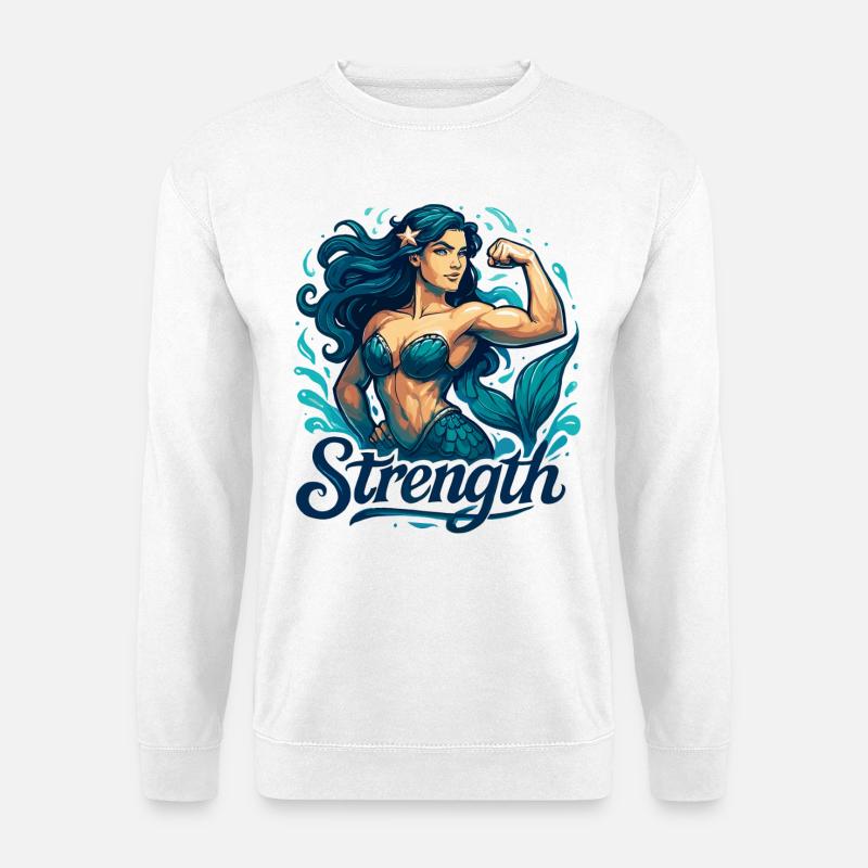 Starke Meerjungfrau Nixe Wasserfrau Geschenk - Unisex Pullover - Weiß