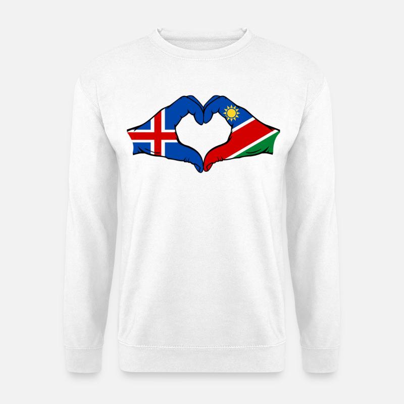 Island_Namibia_Flagge_Hände_Herzform - Sweat-shirt Unisexe - blanc
