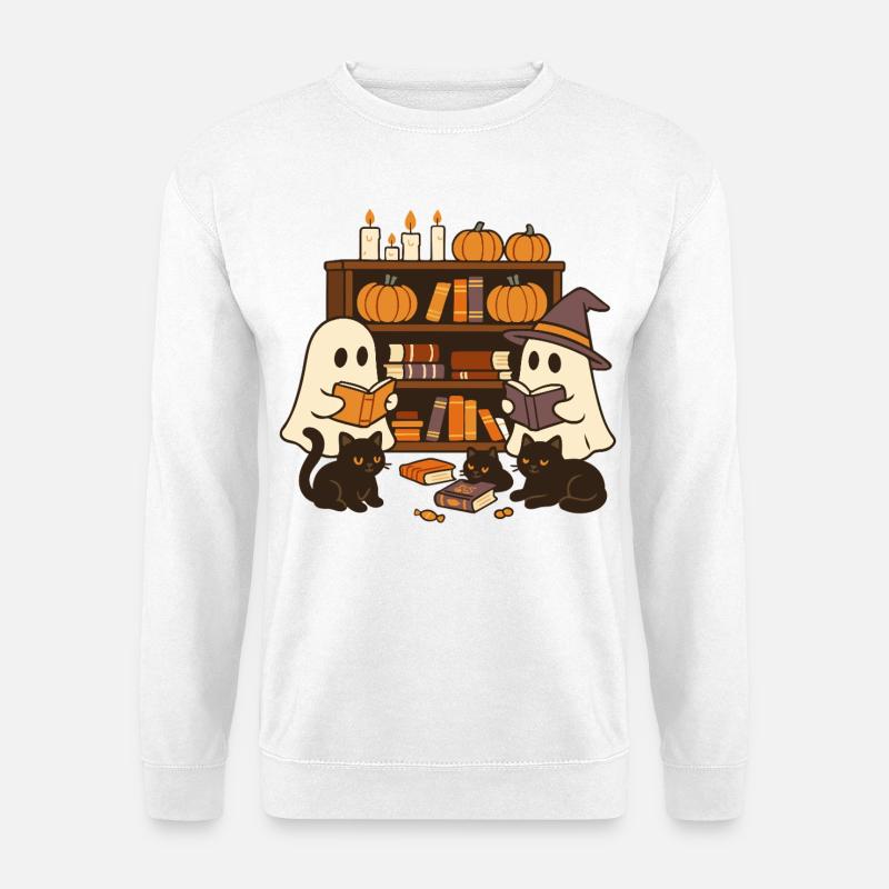 Halloween Geister lesen Bücher - Unisex Pullover - Weiß