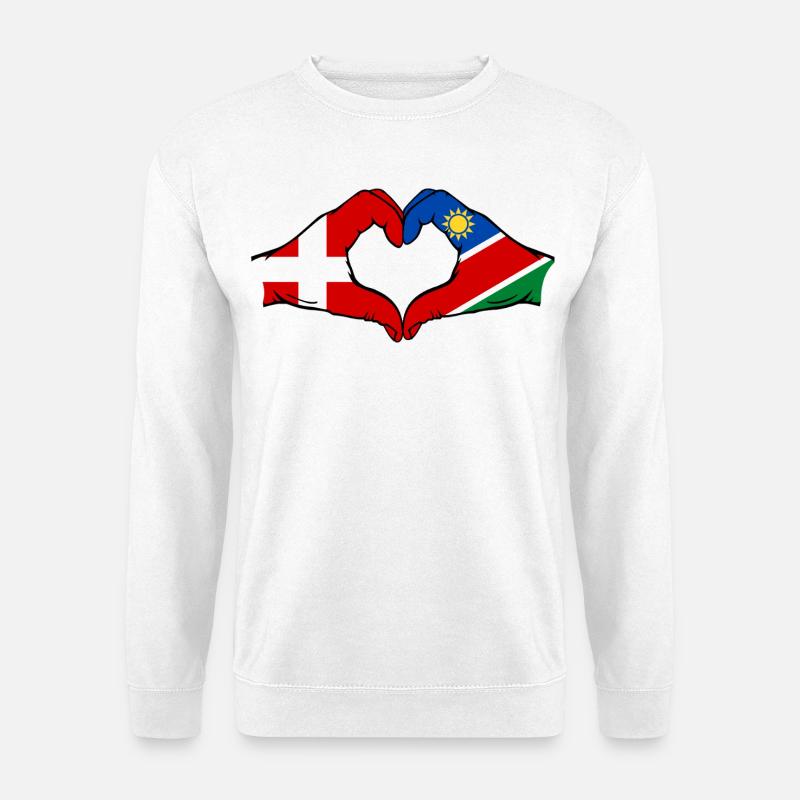 Denmark Namibia Flag Heart - Unisex Sweatshirt - white