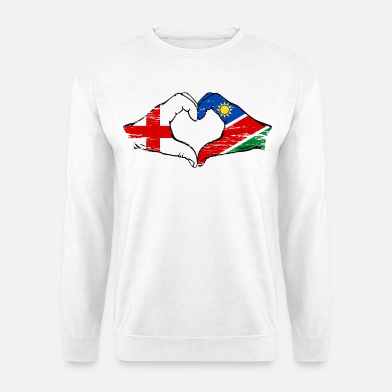 England Namibia Flag Hands Heart - Unisex Sweatshirt - white