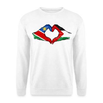 Namibie Palestine Drapeau Mains Coeur Forme Utilisé - Sweat-shirt Unisexe - blanc - Devant