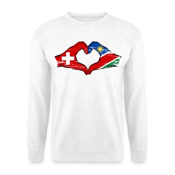 Schweiz Namibia Flagge Hände Herzform used - Unisex Pullover - Weiß - Vorne