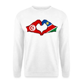 Tunisia Namibia Flag Hands Heart Shape Used - Unisex Sweatshirt - white - Front
