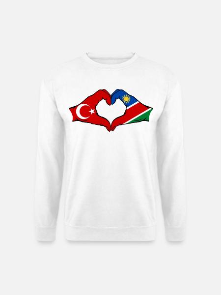 Türkiye Namibia flag hands heart shape - Unisex Sweatshirt - white