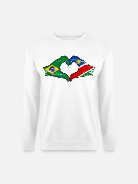 Brazil Namibia Flag Hands Heart Shape - Unisex Sweatshirt - white