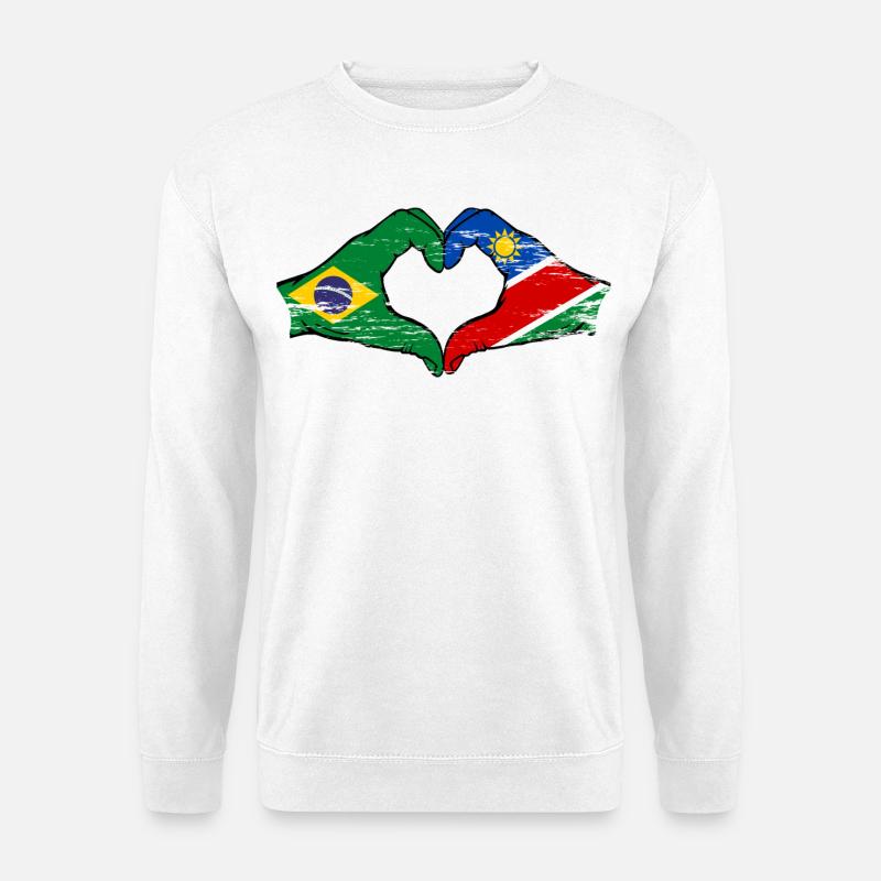 Brazil Namibia Flag Hands Heart Shape - Unisex Sweatshirt - white