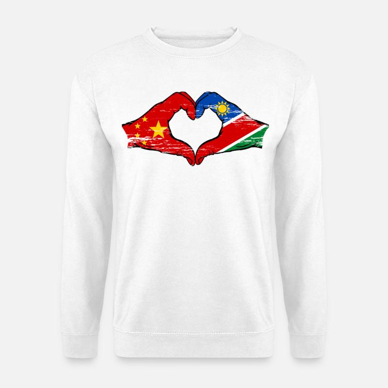 China Namibia Flag Hands Heart Shape - Unisex Sweatshirt - white