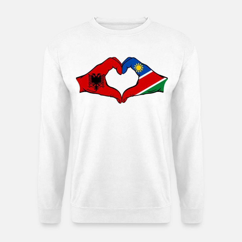 Albania Namibia Flag Hands Heart Shape - Unisex Sweatshirt - white
