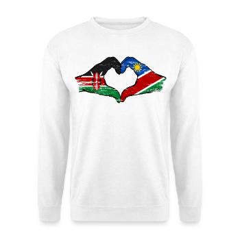Kenya Namibia Flag Hands Heart Shape used - Unisex Sweatshirt - white - Front