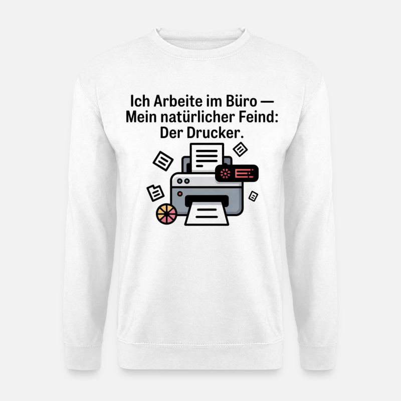 Drucker Illustration mit Druckprozess - Unisex Pullover - Weiß