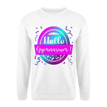 HALLO GYMNASIUM - Unisex Pullover - Weiß - Vorne - Alina (178cm) & Michal (187cm)
