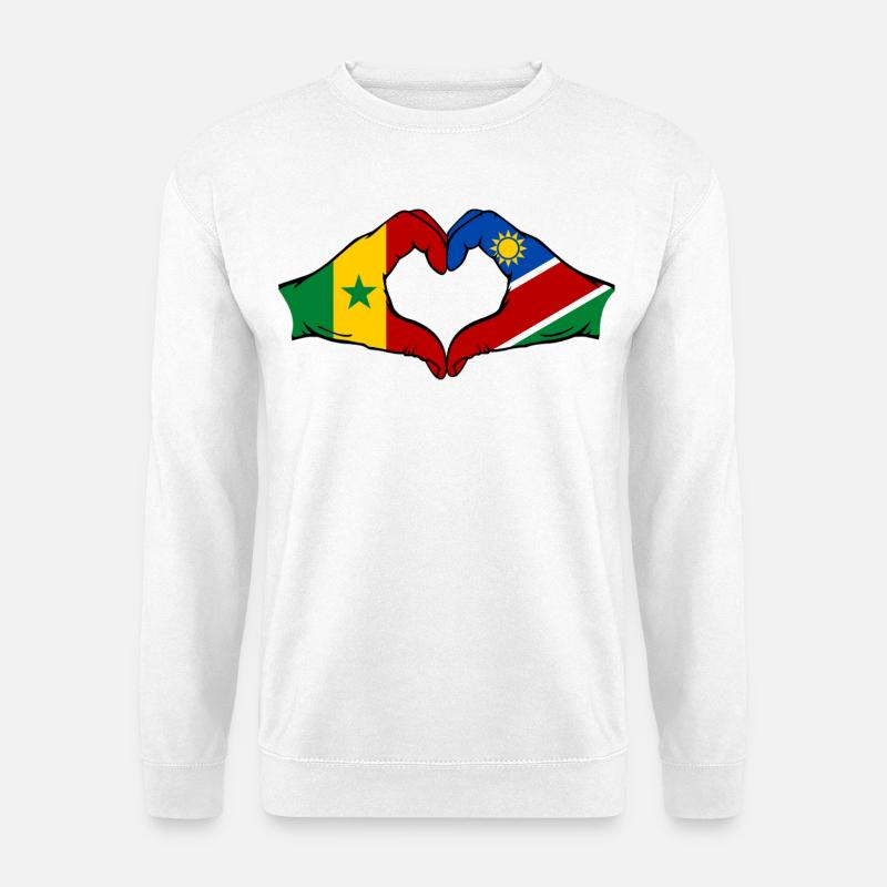 Senegal Namibia Flagge Hände Herzform - Unisex Pullover - Weiß