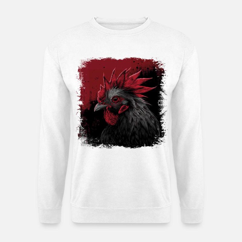Hahn Portrait - Unisex Pullover - Weiß