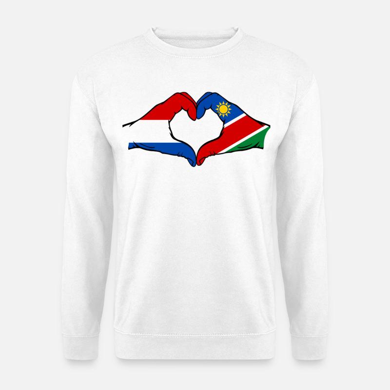 Holland Namibia Flagge Hände Herzform used - Unisex Pullover - Weiß