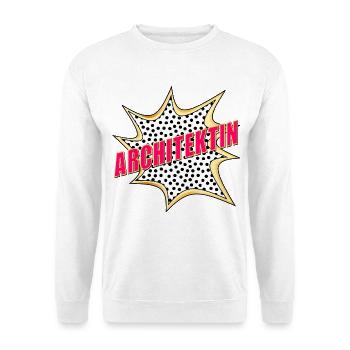 BAULEITUNG ARCHITEKTIN POP-ART - Unisex Pullover - Weiß - Vorne - Alina (178cm) & Michal (187cm)