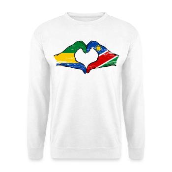 Gabon Namibia Flagge Hände Herzform used - Unisex Pullover - Weiß - Vorne