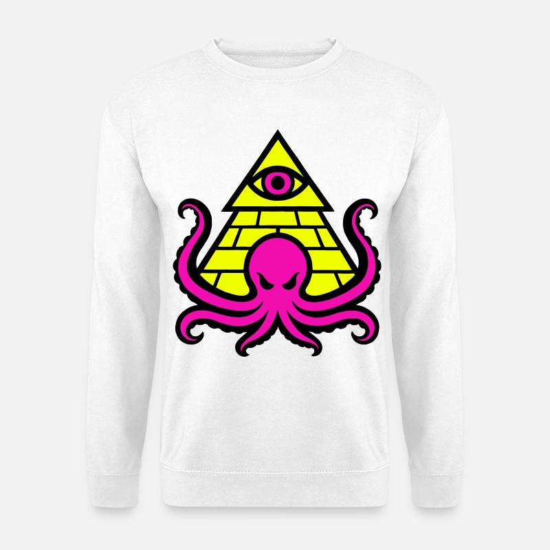Pyramid with occult octopus and eye - Unisex Sweatshirt - white
