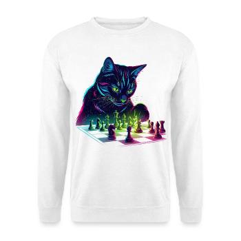 Motif d'échecs chat noir néon - Sweat-shirt Unisexe - blanc - Devant