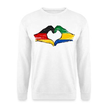Deutshland Gabun Flagge Hände Herzform used - Unisex Pullover - Weiß - Vorne