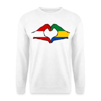 Austria Gabon Flag Hands Heart Shape Used - Unisex Sweatshirt - white - Front