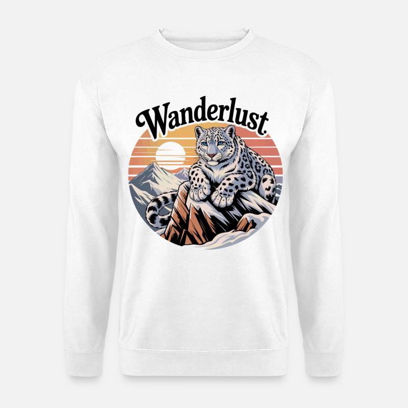 Snow Leopard on Mountain Sunset - Unisex Sweatshirt - white