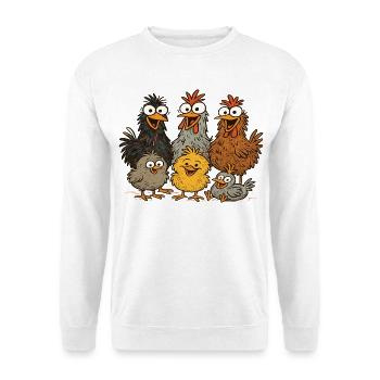 Bunte Hühner Cartoon Muster - Unisex Pullover - Weiß - Vorne