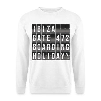 Panneau d’embarquement pour les vacances à Ibiza - Sweat-shirt Unisexe - blanc - Devant