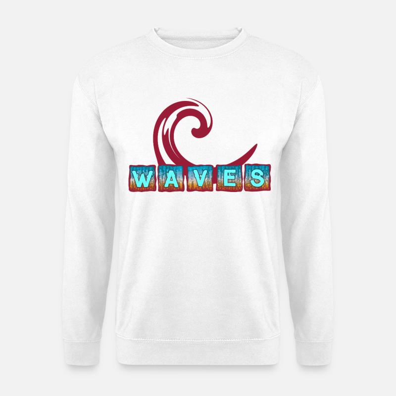 Abstrakte Meereswellen Kunst - Surferdesign - Unisex Pullover - Weiß