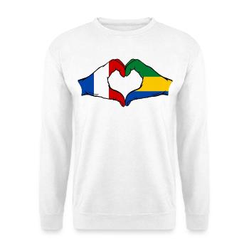 Frankreich Gabun Flagge Hände Herzform - Unisex Pullover - Weiß - Vorne