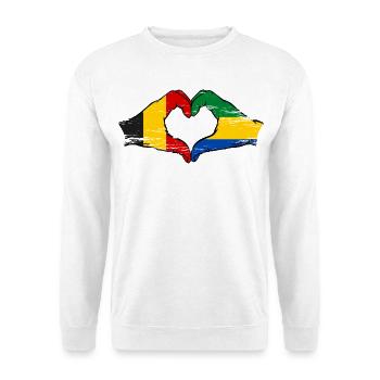 Belgique Gabon drapeau mains forme de coeur utilisé - Sweat-shirt Unisexe - blanc - Devant