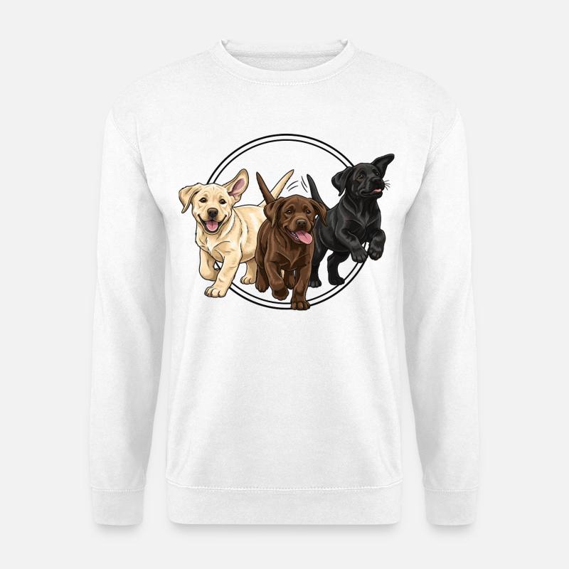 Fröhliche Labrador Welpen Illustration - Unisex Pullover - Weiß