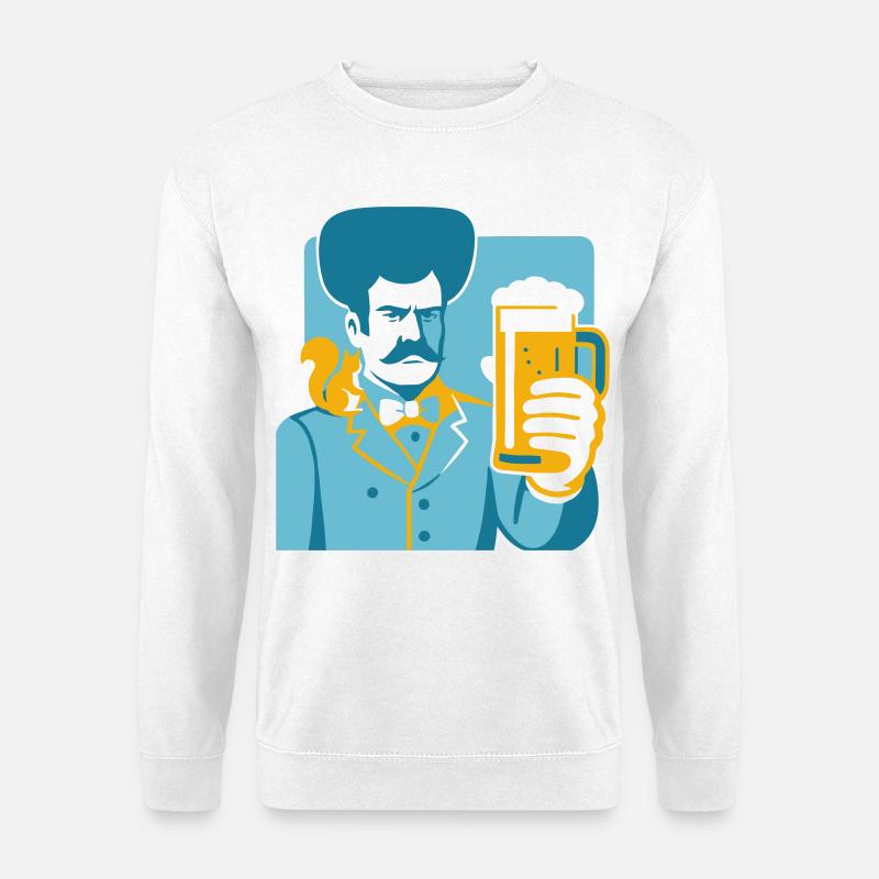 Retro Held mit Bierglas Motiv - Unisex Pullover - Weiß