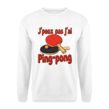 Ping-Pong-Zeichnungshumor, den ich nicht kann - Unisex Pullover - Weiß - Vorne - Alina (178cm) & Michal (187cm)