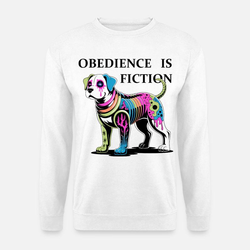Neon Cyber Hund Illustration - Unisex Pullover - Weiß