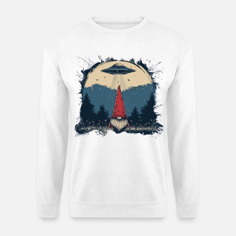 Gartenzwerg und UFO - Unisex Pullover - Weiß