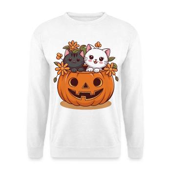 Cats in pumpkin head Halloween design - Unisex Sweatshirt - white - Front