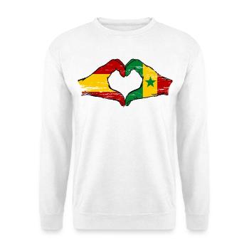 Spanien Senegal Flagge Hände Herzform used - Unisex Pullover - Weiß - Vorne
