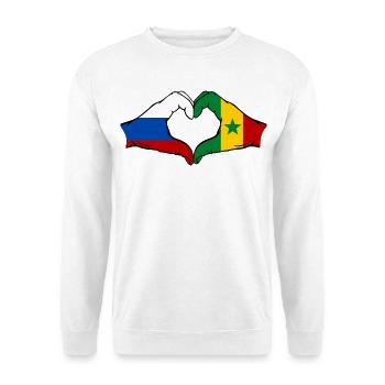 Russia Senegal Flag Hands Heart Shape - Unisex Sweatshirt - white - Front