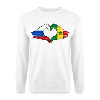 Russland Senegal Flagge Hände Herzform used - Unisex Pullover - Weiß - Vorne