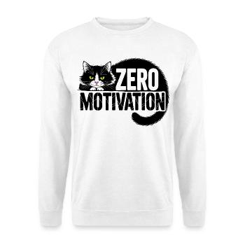 Null Motivation Katze - Unisex Pullover - Weiß - Vorne