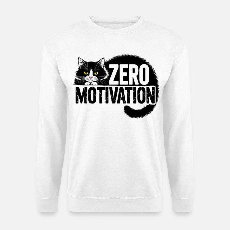 Null Motivation Katze - Unisex Pullover - Weiß
