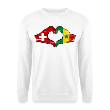 Switzerland Senegal Flag Hands Heart Shape Used - Unisex Sweatshirt - white - Front