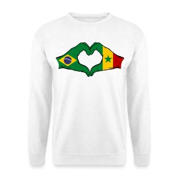 Brésil Sénégal Drapeau Mains Coeur Forme - Sweat-shirt Unisexe - blanc - Devant