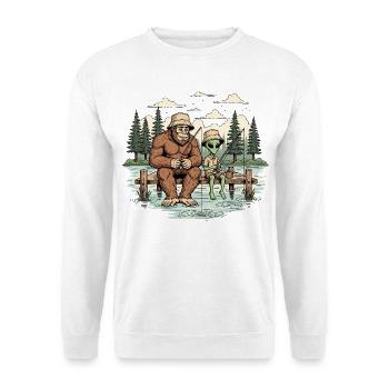 Pêche, Pêcheur, Pêcheur, Pêche, Bigfoot, Alien - Sweat-shirt Unisexe - blanc - Devant