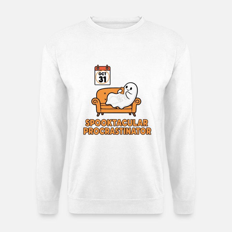 Spooky Ghost Procrastinator Design - Unisex Sweatshirt - white