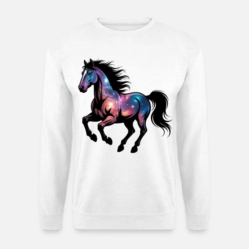Galaxie-Pferd - Unisex Pullover - Weiß