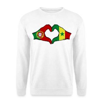 Portugal Senegal Flagge Hände Herzform - Unisex Pullover - Weiß - Vorne