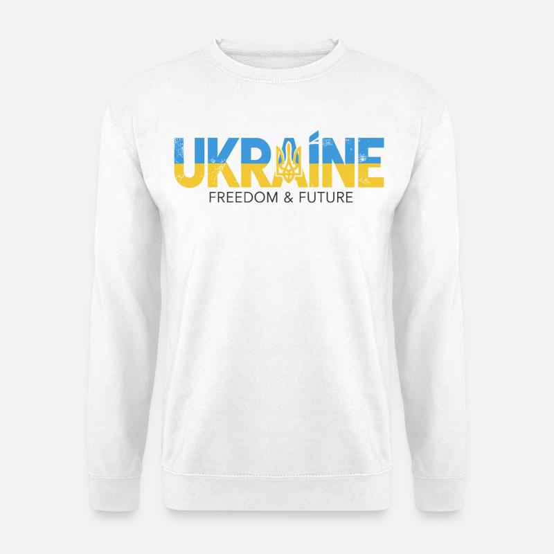 Ukrainischer Dreizack Friedensdesign - Unisex Pullover - Weiß